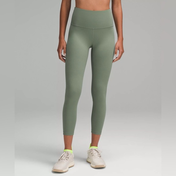 Lululemon Wunder Train High-Rise Ribbed Tight 25" - Grey Eucalyptus, Size 14 - Picture 5 of 9